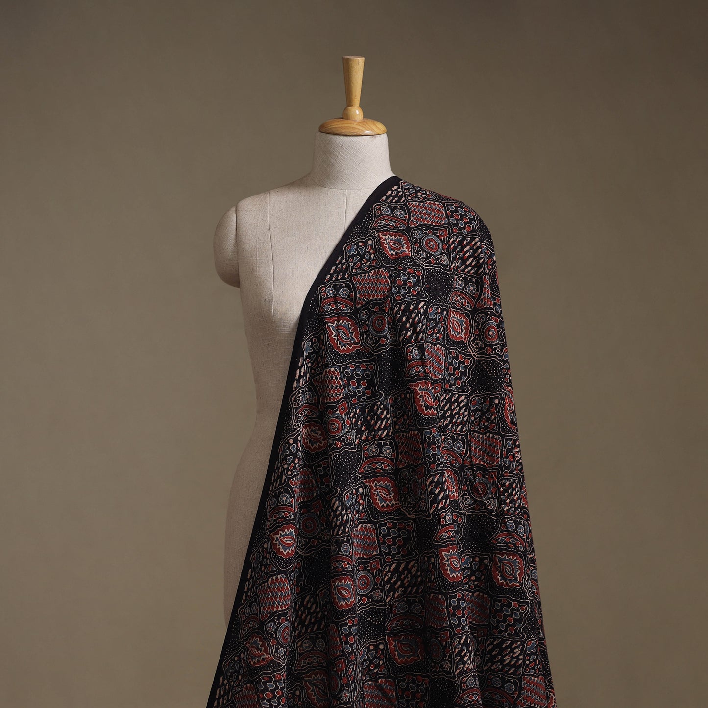Kutch Hand Block Print Natural Dyed Cotton Ajrakh Fabric 20
