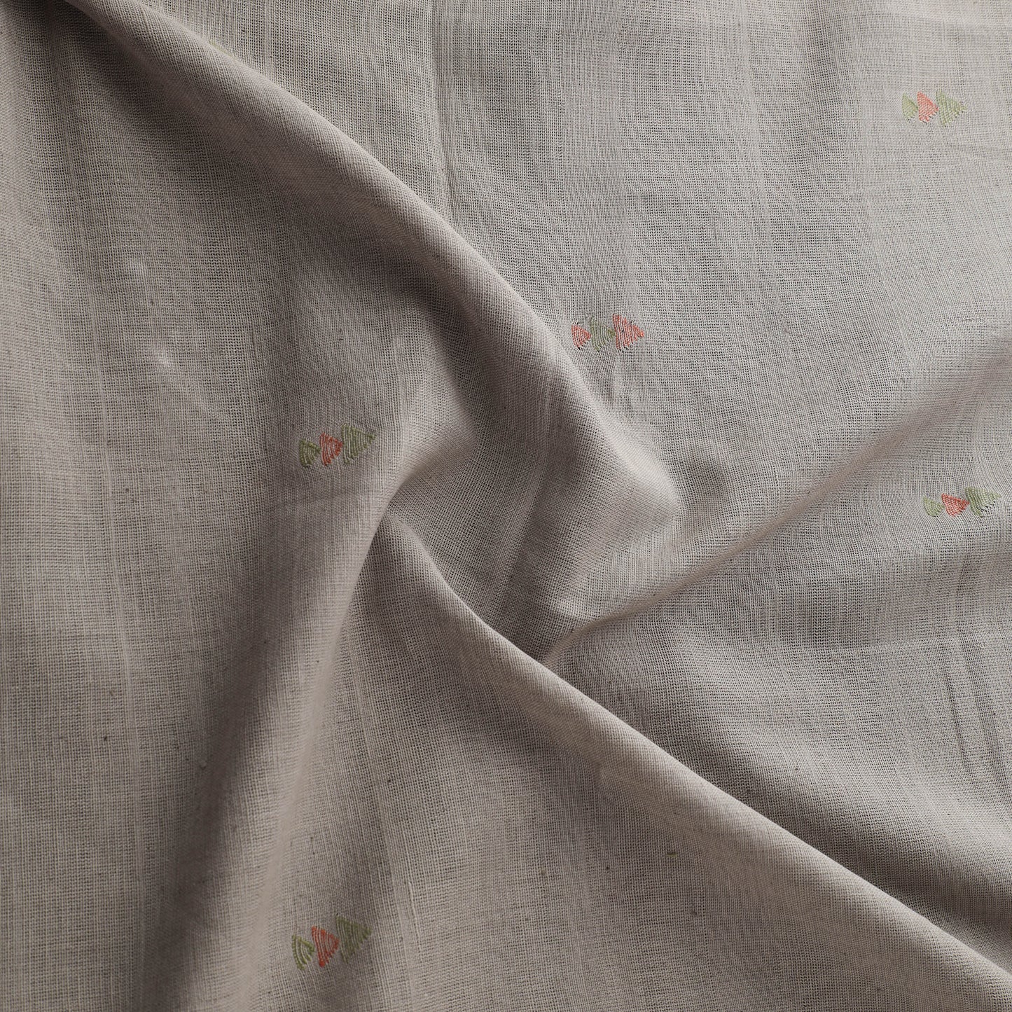 Grey - Handspun Handloom Natural Dyed Cotton Srikakulam Jamdani Fabric 24
