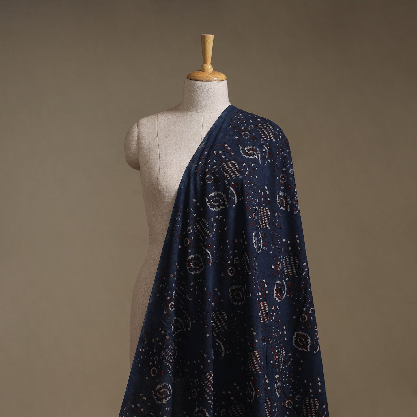 Kutch Hand Block Print Natural Dyed Cotton Ajrakh Fabric 19
