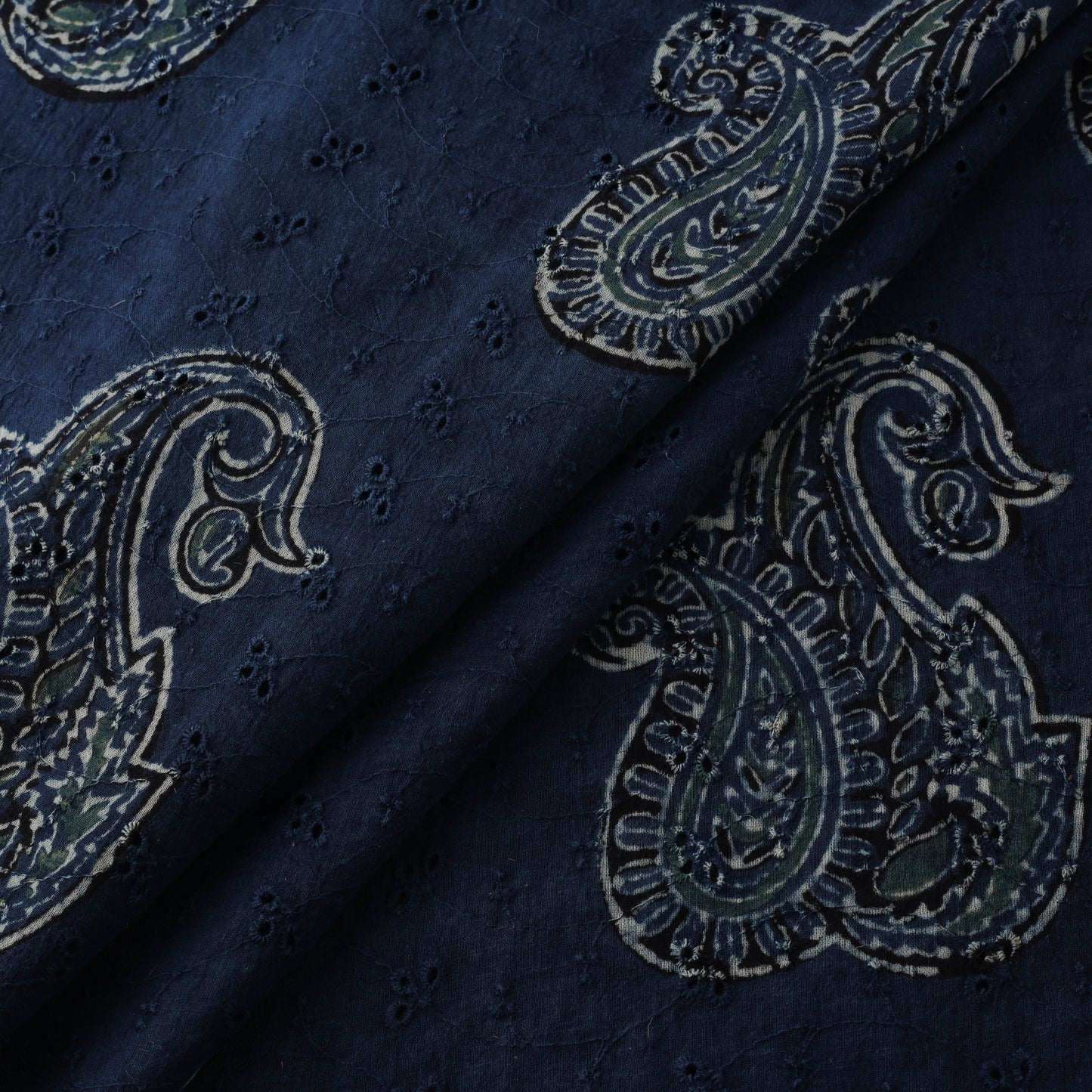 Blue - Hakoba Hand Block Ajrakh Print Natural Dyed Cotton Fabric 68
