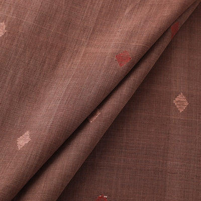 Brown - Handspun Handloom Natural Dyed Cotton Srikakulam Jamdani Fabric 26