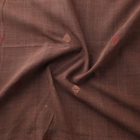 Brown - Handspun Handloom Natural Dyed Cotton Srikakulam Jamdani Fabric 26