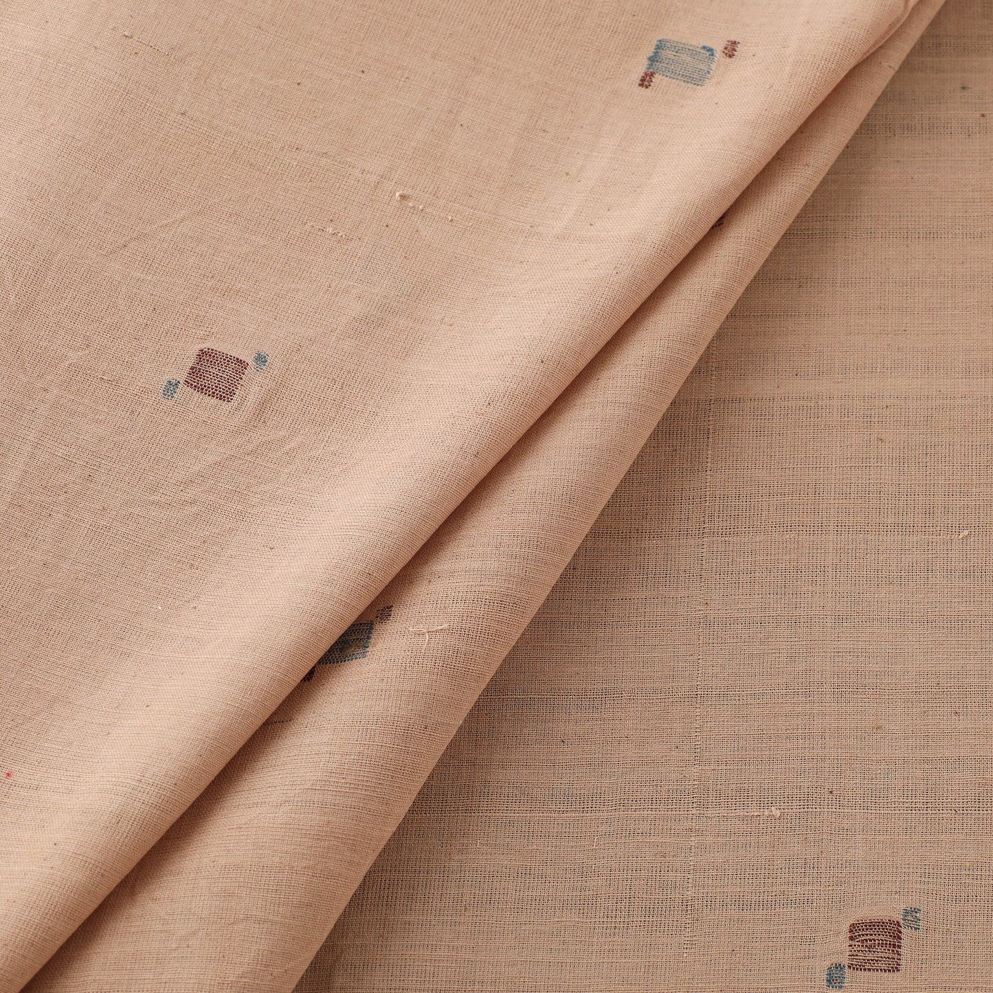 Peach - Handspun Handloom Natural Dyed Cotton Srikakulam Jamdani Fabric 27