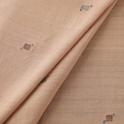 Peach - Handspun Handloom Natural Dyed Cotton Srikakulam Jamdani Fabric 27