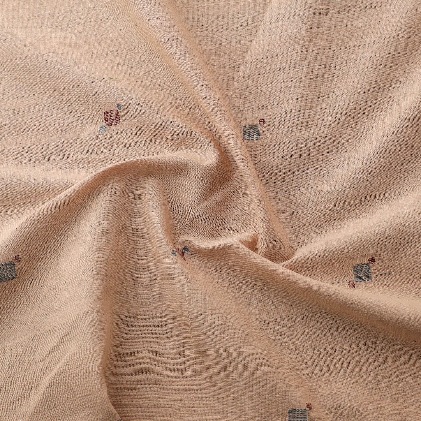 Peach - Handspun Handloom Natural Dyed Cotton Srikakulam Jamdani Fabric 27