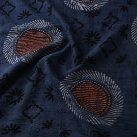 Blue - Hakoba Hand Block Ajrakh Print Natural Dyed Cotton Fabric 70