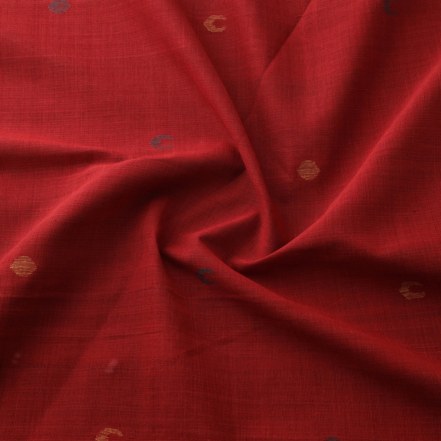 Red - Handspun Handloom Natural Dyed Cotton Srikakulam Jamdani Fabric 28