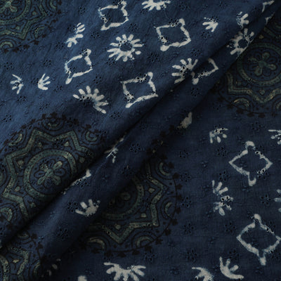 Blue - Hakoba Hand Block Ajrakh Print Natural Dyed Cotton Fabric 71