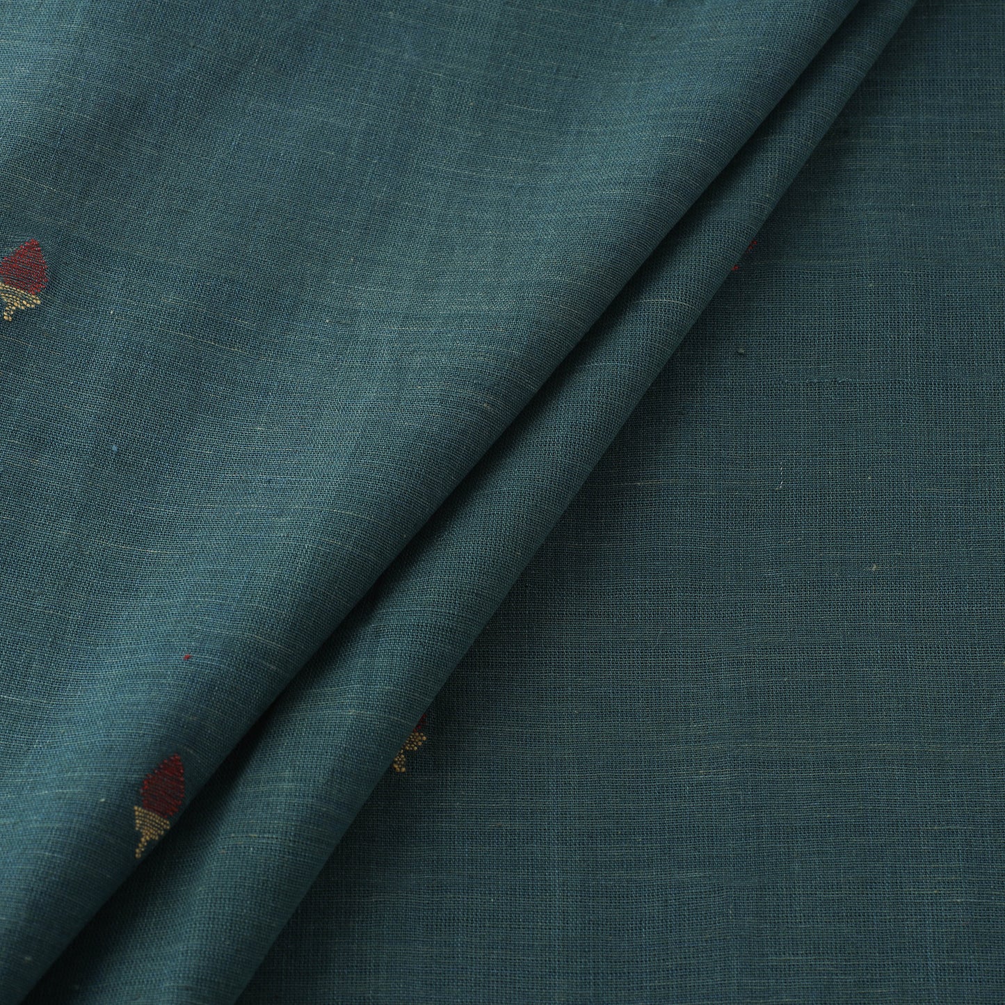Green - Handspun Handloom Natural Dyed Cotton Srikakulam Jamdani Fabric 29