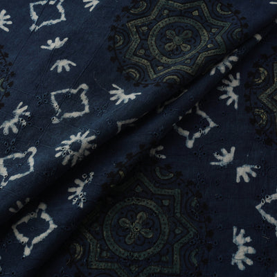 Blue - Hakoba Hand Block Ajrakh Print Natural Dyed Cotton Fabric 72