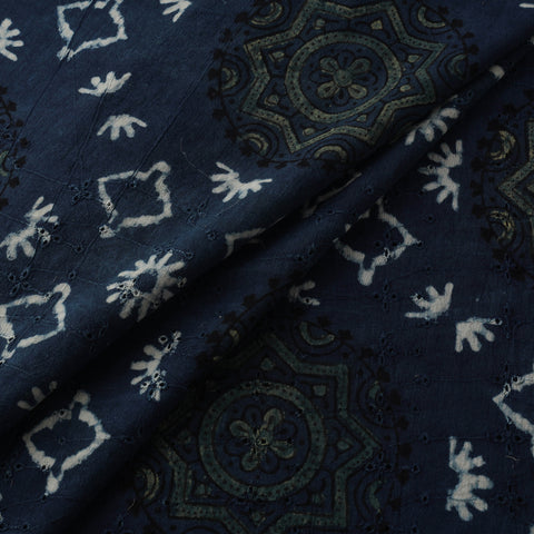 Blue - Hakoba Hand Block Ajrakh Print Natural Dyed Cotton Fabric 72