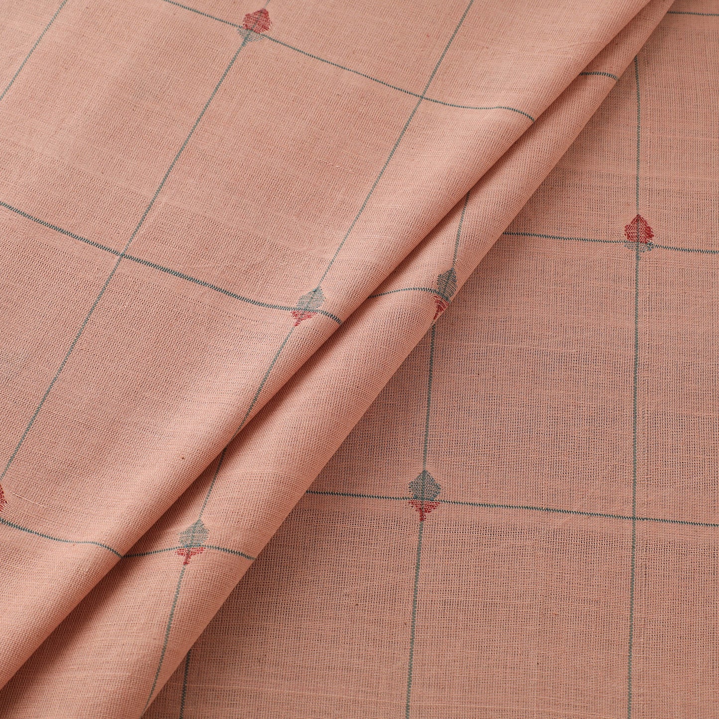 Peach - Handspun Handloom Natural Dyed Cotton Srikakulam Jamdani Fabric 30