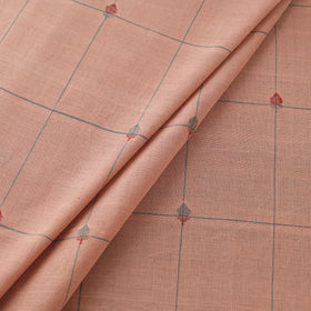 Peach - Handspun Handloom Natural Dyed Cotton Srikakulam Jamdani Fabric 30