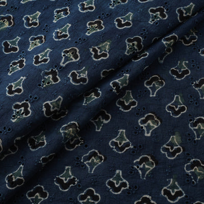 Blue - Hakoba Hand Block Ajrakh Print Natural Dyed Cotton Fabric 73