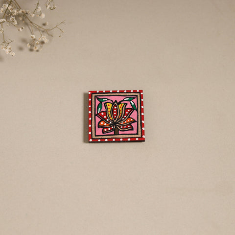 Madhubani handpainted wooden magnet 18 - handcrafted