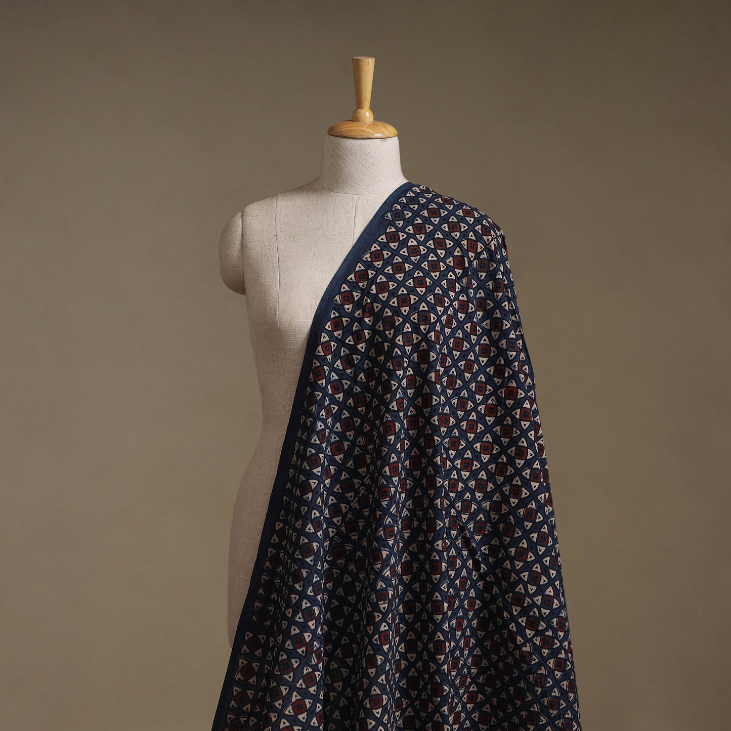 Kutch Hand Block Print Natural Dyed Cotton Ajrakh Fabric 11