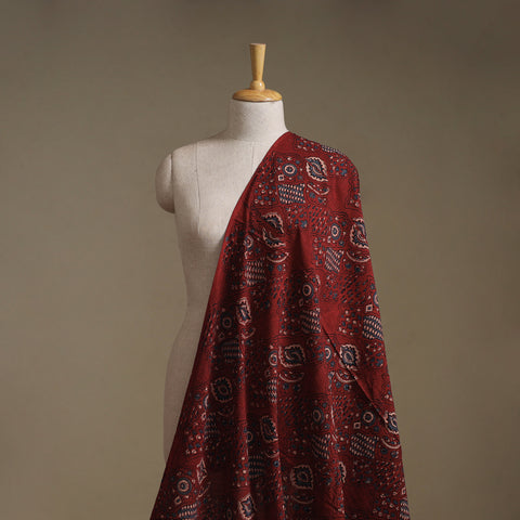 Kutch Hand Block Print Natural Dyed Cotton Ajrakh Fabric 07