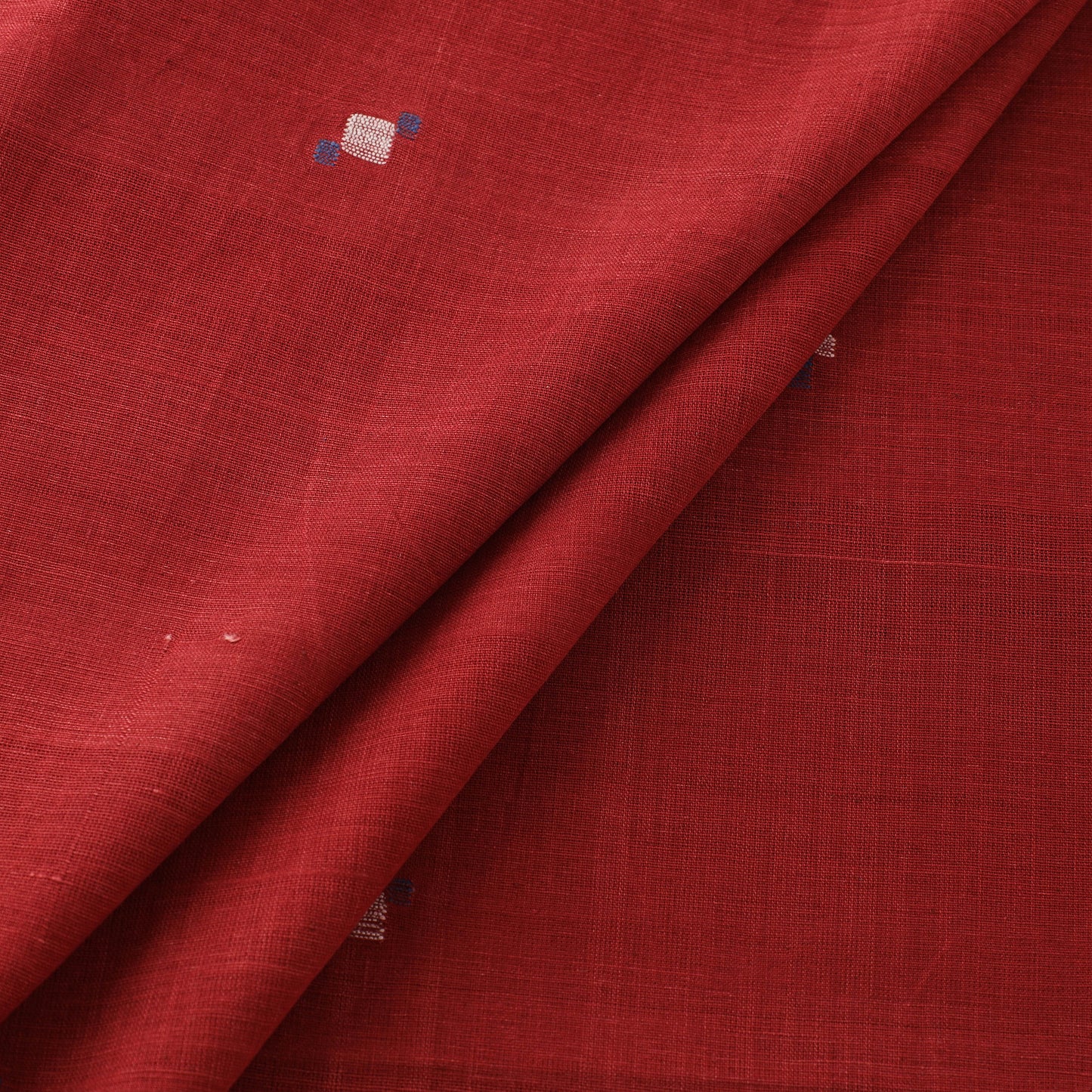 Red - Handspun Handloom Natural Dyed Cotton Srikakulam Jamdani Fabric 31