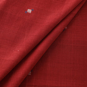 Red - Handspun Handloom Natural Dyed Cotton Srikakulam Jamdani Fabric 31