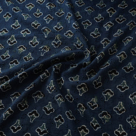 Blue - Hakoba Hand Block Ajrakh Print Natural Dyed Cotton Fabric 73
