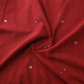 Red - Handspun Handloom Natural Dyed Cotton Srikakulam Jamdani Fabric 31