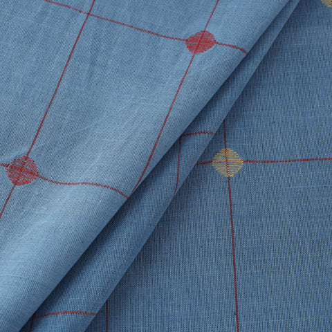 Handspun Handloom Natural Dyed Cotton Srikakulam Jamdani Fabric 32