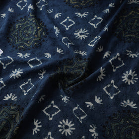 Blue - Hakoba Hand Block Ajrakh Print Natural Dyed Cotton Fabric 74