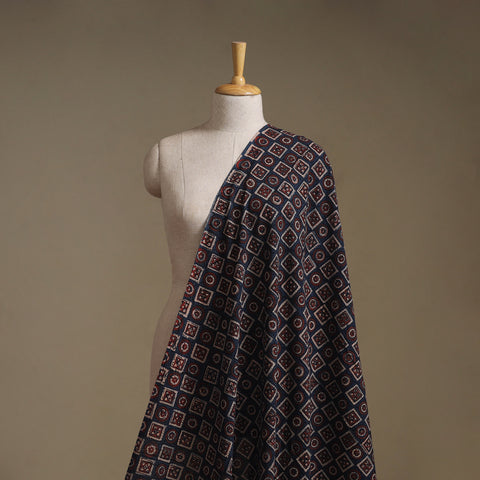 Kutch Hand Block Print Natural Dyed Cotton Ajrakh Fabric 05
