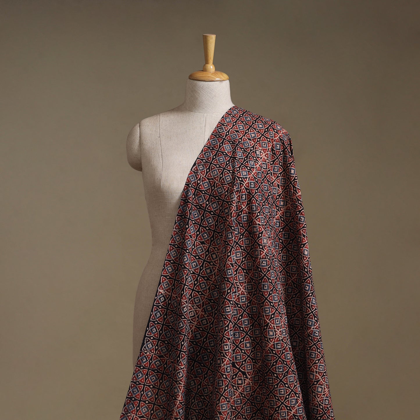 Kutch Hand Block Print Natural Dyed Cotton Ajrakh Fabric 04