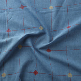 Blue - Handspun Handloom Natural Dyed Cotton Srikakulam Jamdani Fabric 32