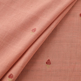 Peach - Handspun Handloom Natural Dyed Cotton Srikakulam Jamdani Fabric 33