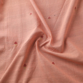 Peach - Handspun Handloom Natural Dyed Cotton Srikakulam Jamdani Fabric 33