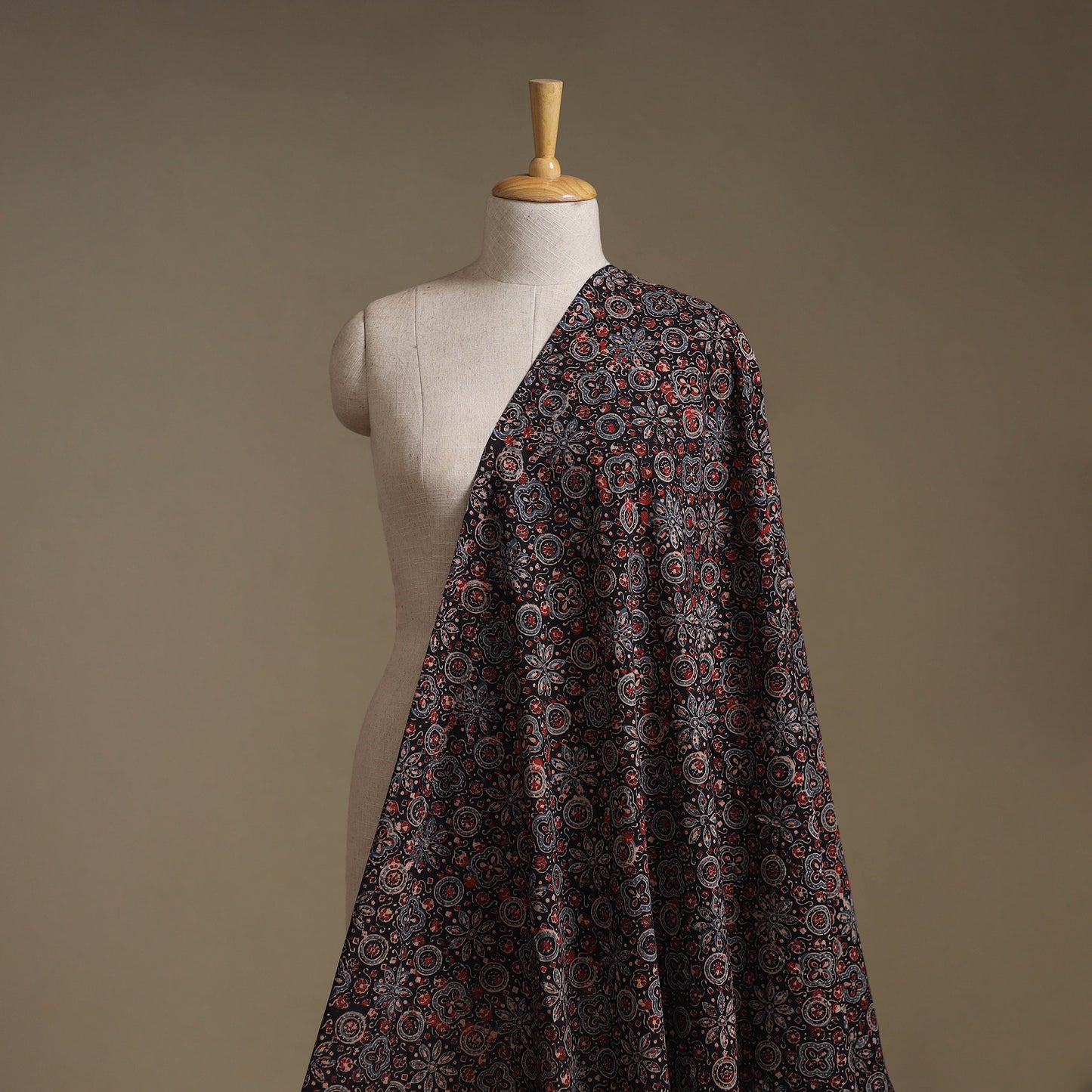 Kutch Hand Block Print Natural Dyed Cotton Ajrakh Fabric 02
