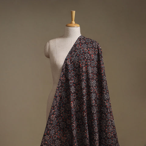 Kutch Hand Block Print Natural Dyed Cotton Ajrakh Fabric 02
