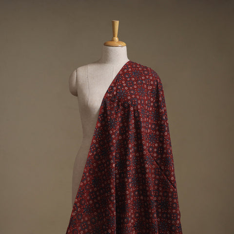 Kutch Hand Block Print Natural Dyed Cotton Ajrakh Fabric 01