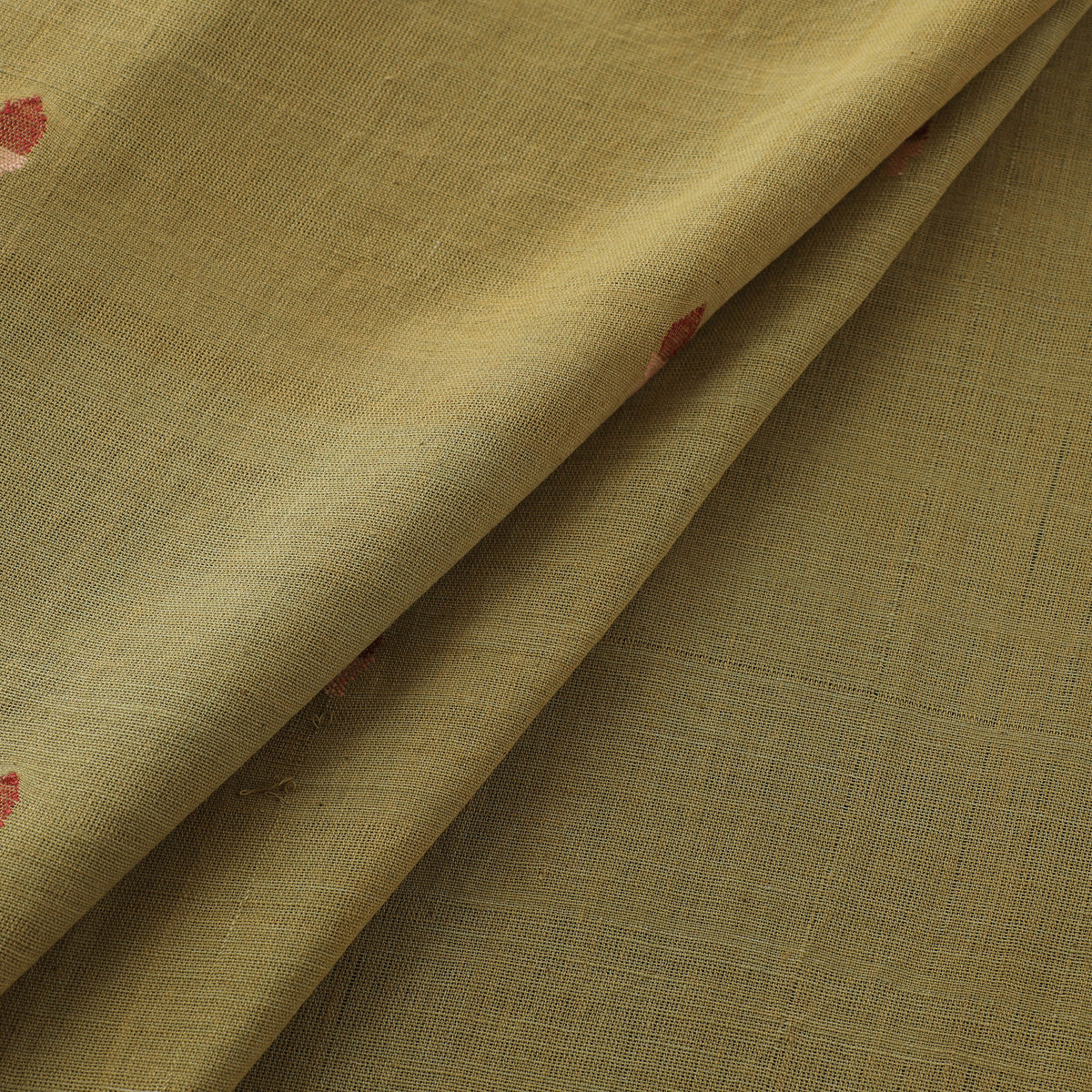 Yellow - Handspun Handloom Natural Dyed Cotton Srikakulam Jamdani Fabric 35