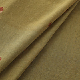 Yellow - Handspun Handloom Natural Dyed Cotton Srikakulam Jamdani Fabric 35