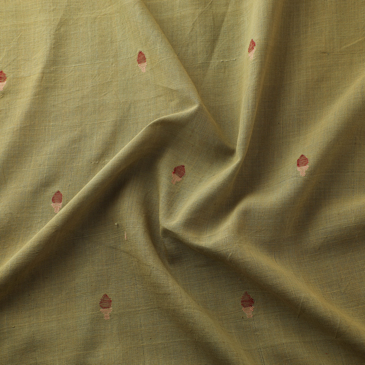 Yellow - Handspun Handloom Natural Dyed Cotton Srikakulam Jamdani Fabric 35