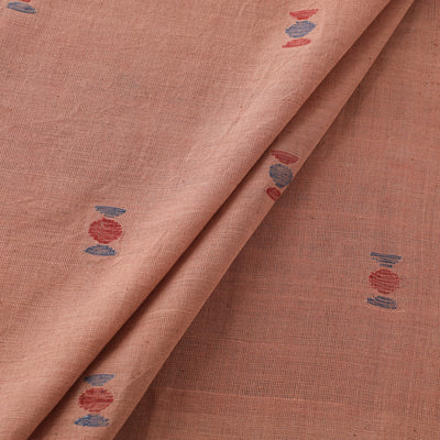Peach - Handspun Handloom Natural Dyed Cotton Srikakulam Jamdani Fabric 36