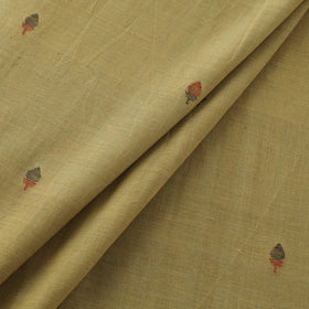 Green - Handspun Handloom Natural Dyed Cotton Srikakulam Jamdani Fabric 37