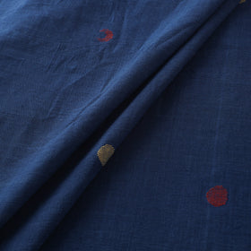 Blue - Handspun Handloom Natural Dyed Cotton Srikakulam Jamdani Fabric 38