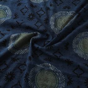 Blue - Hakoba Hand Block Ajrakh Print Natural Dyed Cotton Fabric 78