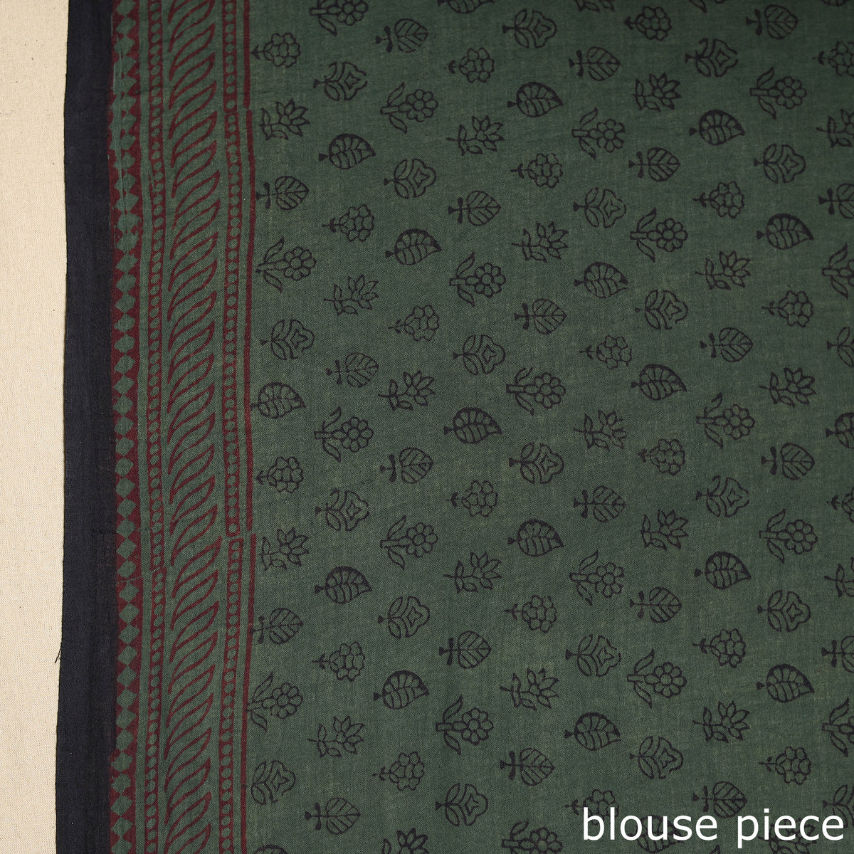 Green Block Print Natural Dyed Cotton Bagh Saree