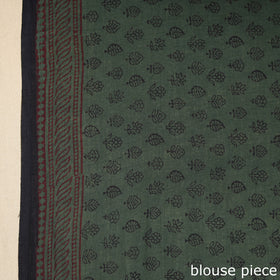 Green Block Print Natural Dyed Cotton Bagh Saree