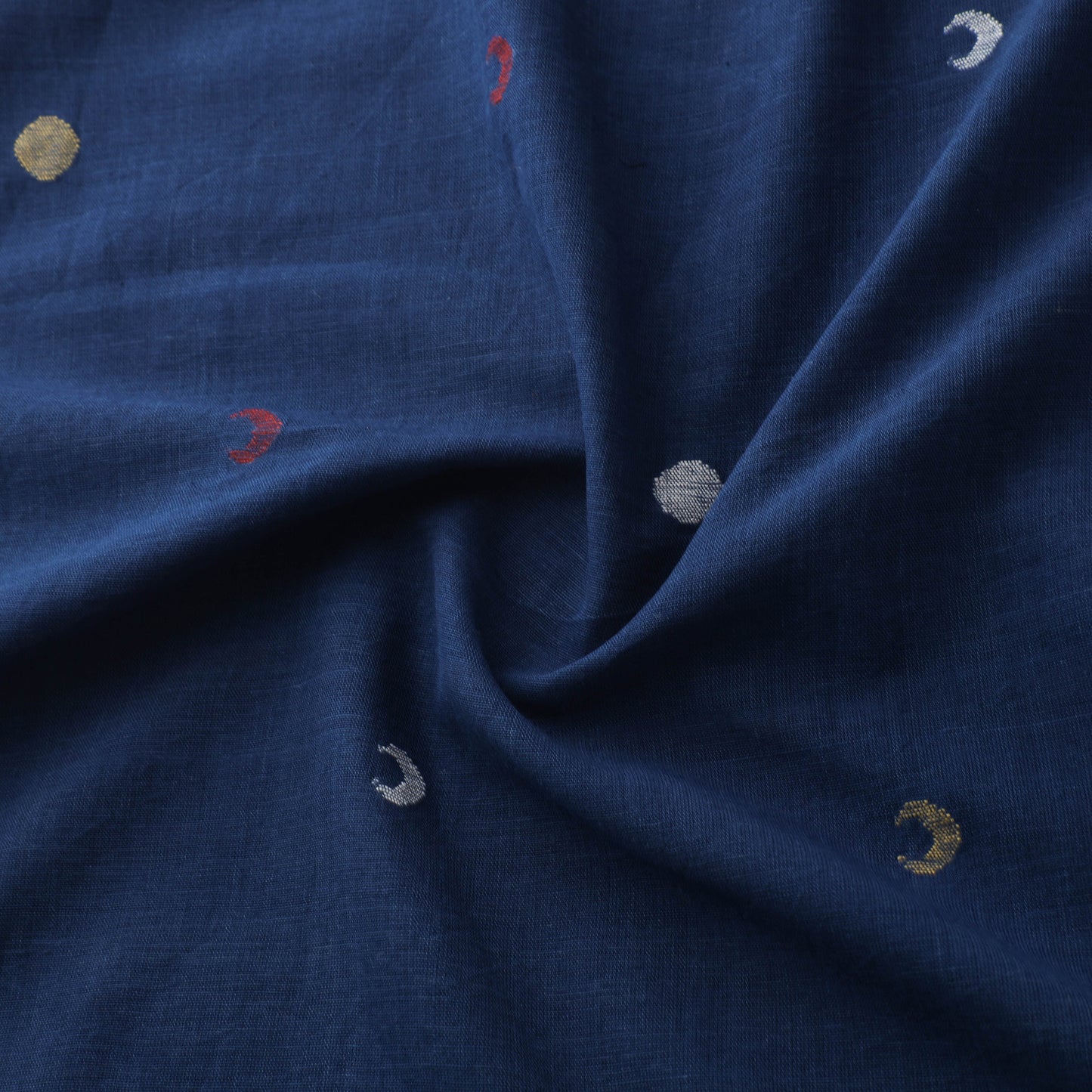 Blue - Handspun Handloom Natural Dyed Cotton Srikakulam Jamdani Fabric 38