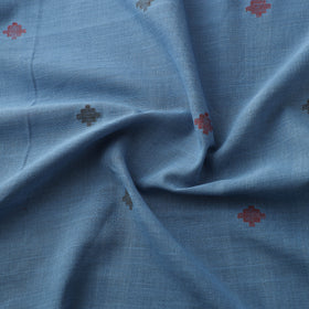 Blue - Handspun Handloom Natural Dyed Cotton Srikakulam Jamdani Fabric 39