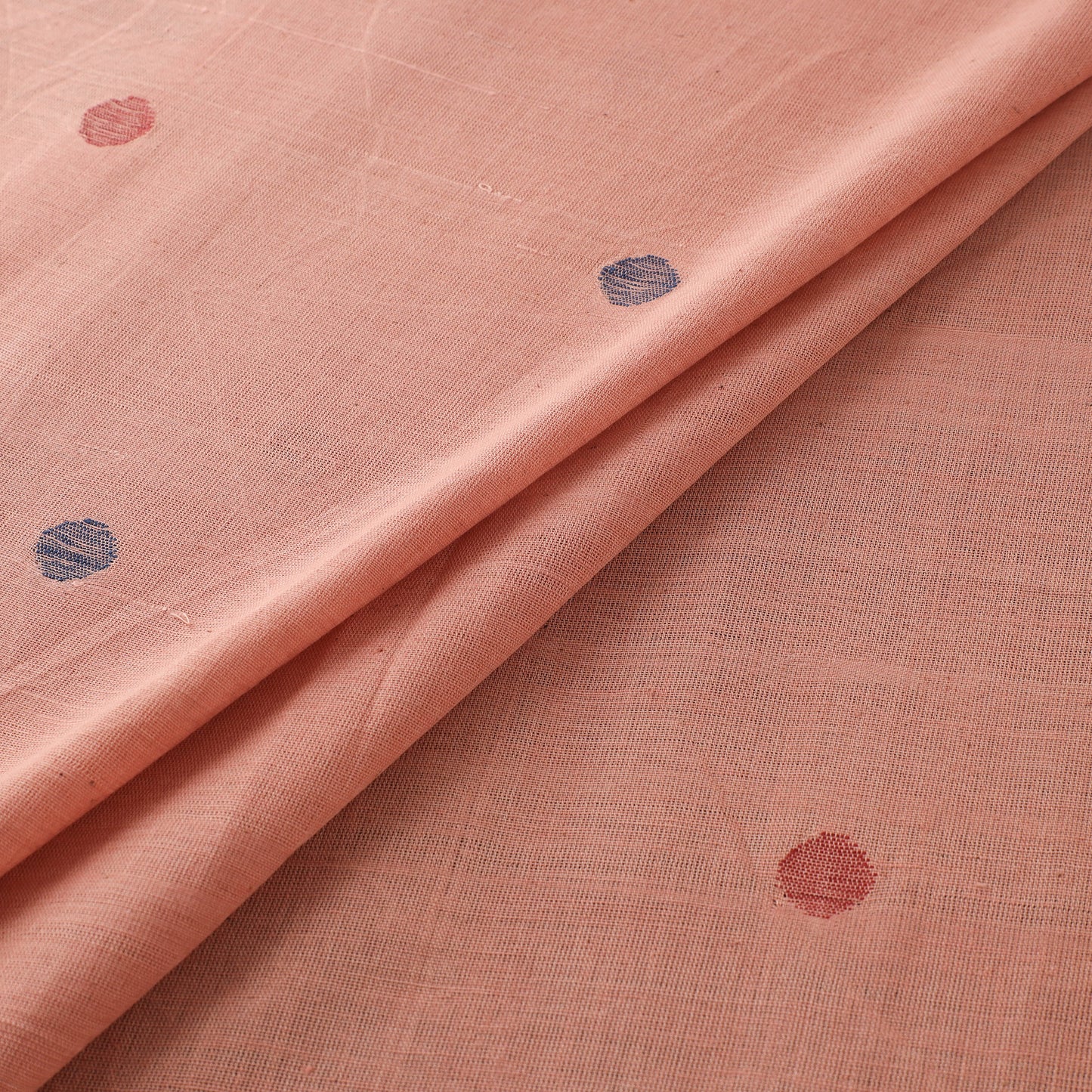 Peach - Handspun Handloom Natural Dyed Cotton Srikakulam Jamdani Fabric 40