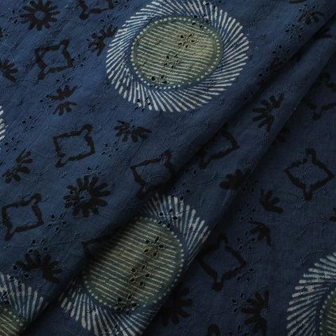 Blue - Hakoba Hand Block Ajrakh Print Natural Dyed Cotton Fabric 81
