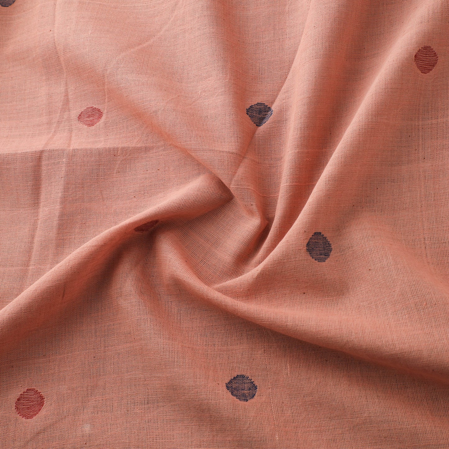 Peach - Handspun Handloom Natural Dyed Cotton Srikakulam Jamdani Fabric 40