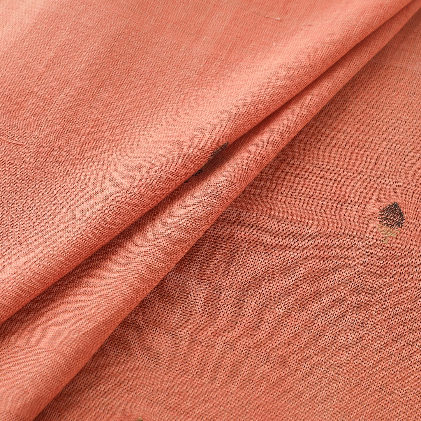 Peach - Handspun Handloom Natural Dyed Cotton Srikakulam Jamdani Fabric 41